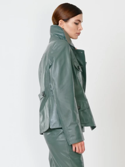 Кожаная куртка пиджак женская 302, оливковый, размер 46, артикул 90800-6