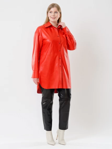 Кожаный костюм женский: Рубашка 01 + Брюки 03, красный/черный, р. 46, арт. 111126-0