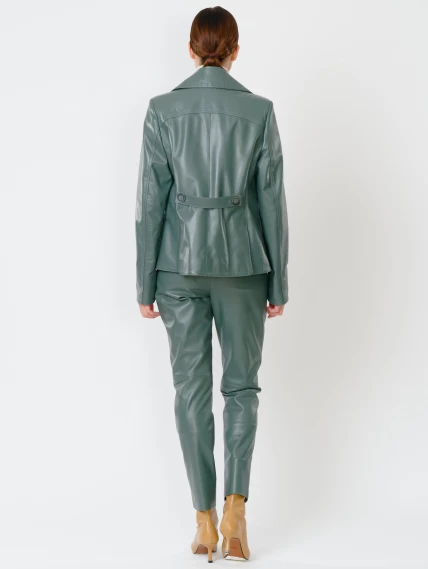 Кожаная куртка пиджак женская 302, оливковый, размер 46, артикул 90800-4