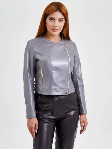 Серая кожаная женская косуха 389, размер 42, артикул 91551-0